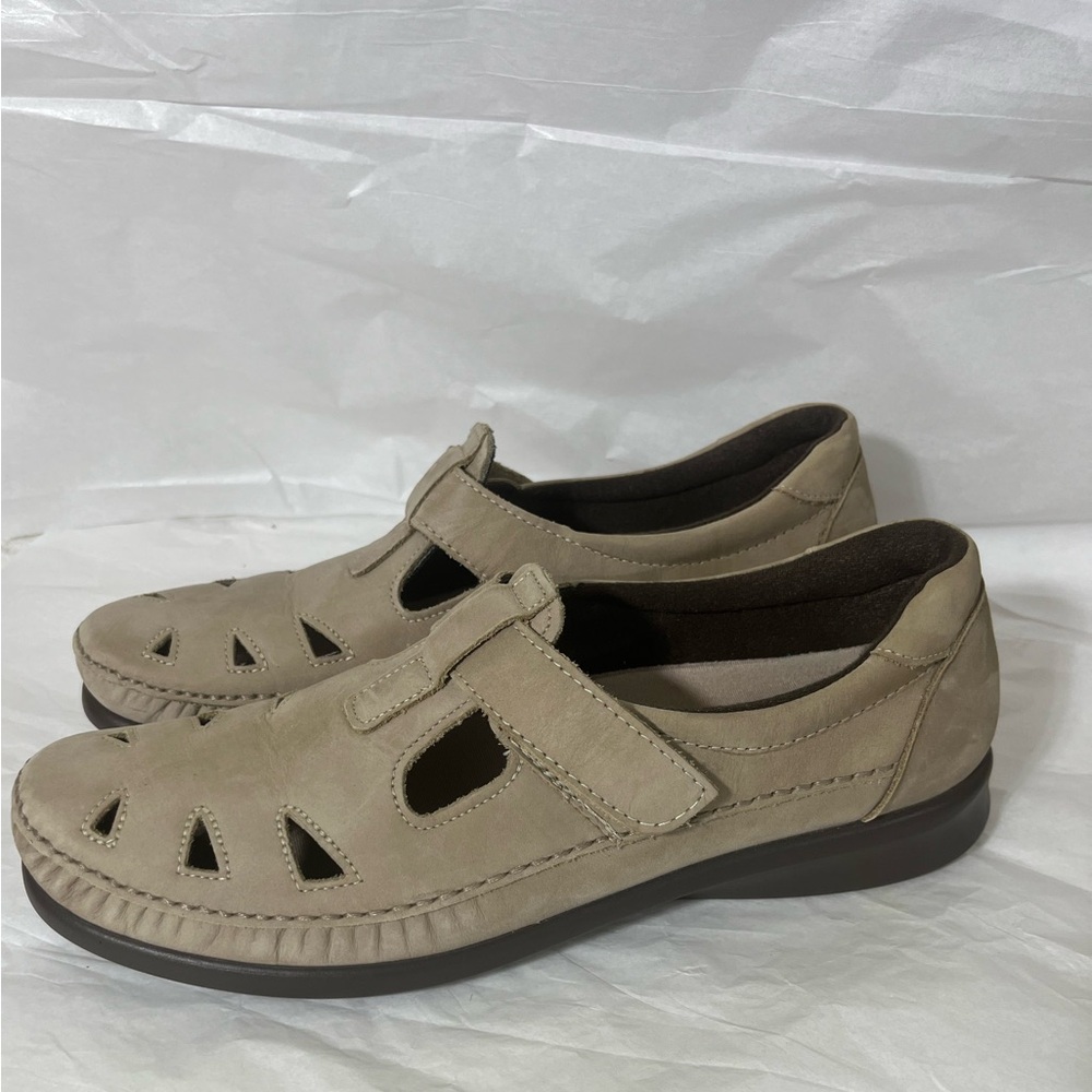 SAS ROAMER MARY JANE SHOE WOMEN 9.5 TAN TRIPAD COMFORT SOFT STEP MADE IN USA
